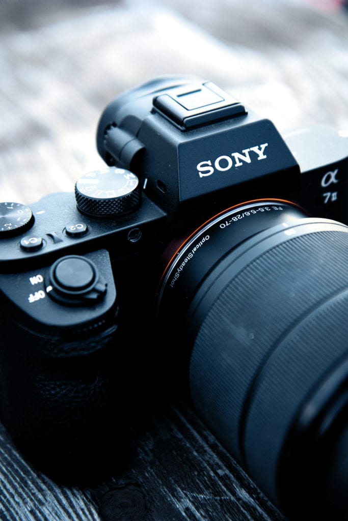 Nærbilde av et Sony speilreflekskamera